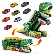 Pista Dinossauro 2 em 1 Caminhão Cegonha Carro Brinquedo com Rampa Corrida