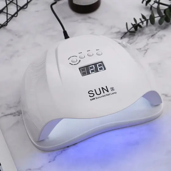Cabine Sun X Led Uv Secadora Forte Unha Gel 128W Branco Bivolt Caixa de Molde F1 Brinde