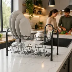 Escorredor De Louça Pratos Pia Cozinha2 Andares Grande Organizador Luxo ResistentE Reforçado Suporte