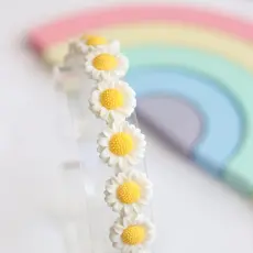 Tiara flor / Arco infantil   / Tiara  de flor / Tiara  infantil  / Diadema/ Tiara florzinha branca e amarelo