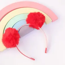 Tiara infantil / Tiara de pom pom vermelha / Tiara pelinho / Arco infantil / Diadema / Tiara com 2 pom pom