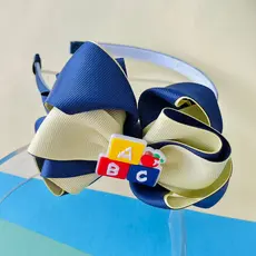 Tiara infantil  / Tiara escolar / arco infantil/ tiara azul  e amarelo aplique abc