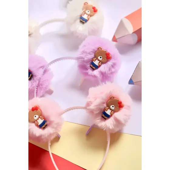 Arco infantil/ Tiaras infantil  / Tiara de pom pom  / Tiara pelinho  / Diadema / Tiara 2 pom pom / / Tiara escolar ursa