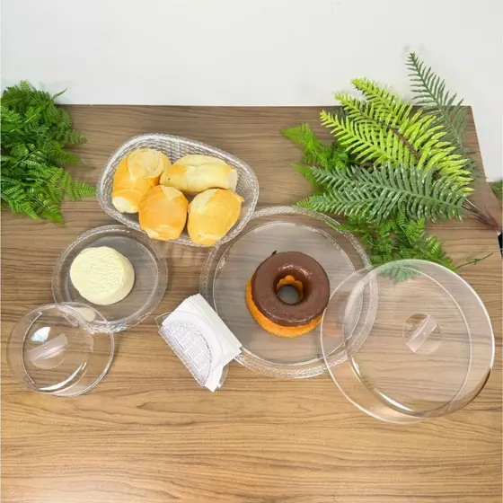 Kit Mesa Completa: Boleira, Porta-Pão, Queijeira e Porta-Guardanapo CONCPT