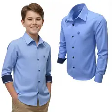 Camisa Infantil Social Manga Longa Confortável