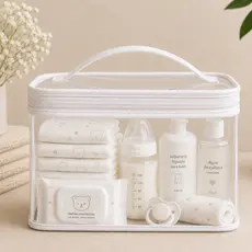 Kit 2 Nécessaire Transparente Organizador Bolsa Mala Saída Maternidade Troca e Fralda bebe