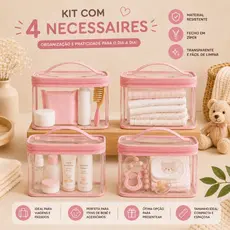Organizador Para Mala Bebe Necessaire Kit 4 Peças Transparente Passeios e Malas Maternidade