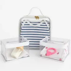 Kit 3 necessaire transparente organizador troca e Fralda bebe Higiêne Bolsa Mala Saída Maternidade