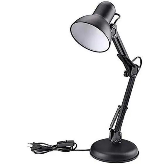 Luminária de Mesa Articulável com Braço Flexível e Garra de Fixação Bivolt 110/220V Preta