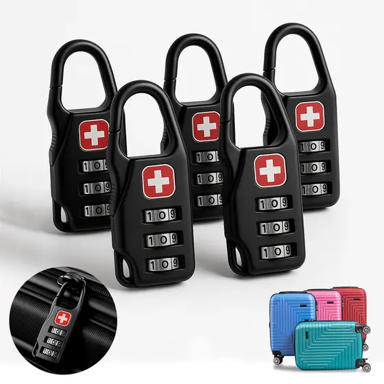 Kit 5 Cadeados Senha Segredo Bolsa Mochila Mala De Viagem