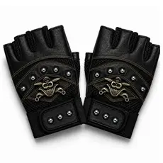 Luva de Motoqueiro Meio Dedo Biker Caveira Treino Academia