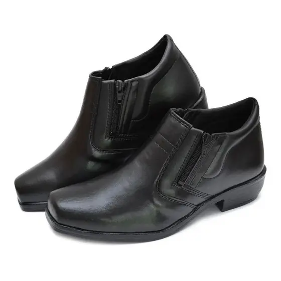 Bota Masculina Social Confortável Zíper Cano Baixo Moderna Preto\ Café
