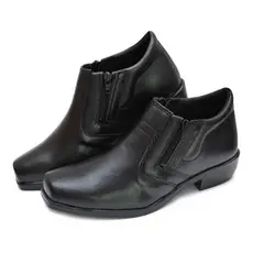 Bota Masculina Social Confortável Zíper Cano Baixo Moderna Preto\ Café