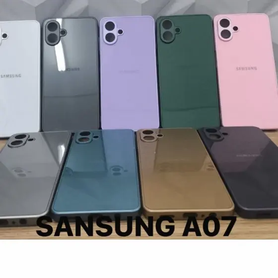 CAPA CASE CAPINHA PREMIUM P/SAMSUNG A07 INTERIOR AVELUDADO AG-GLASS PHONE CASE LUXO ELEGANTE MODA