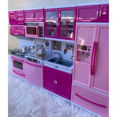 Cozinha Rosa Infantil Kit Geladeira Fogão Armários Micro Ondas e Utensílios Menina Encantada
