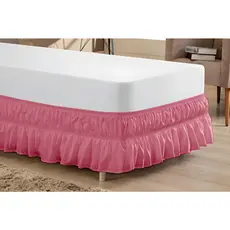 Saia para Cama Box Solteiro com 2 Elásticos Duplo Ajustável Micropercal Babado Franzido