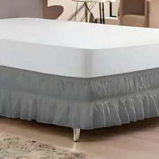 Saia para Cama Box Casal Padrão com 2 Elásticos Duplo Ajustável Micropercal Babado Franzido