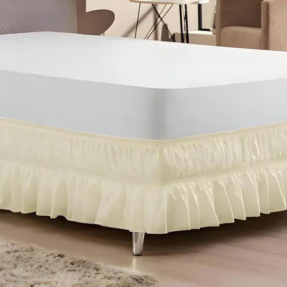 Saia para Cama Box King com 2 Elásticos Duplo Ajustável Micropercal Babado Franzido