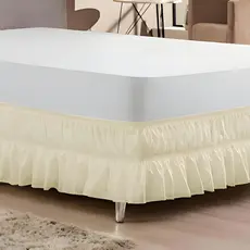 Saia para Cama Box King com 2 Elásticos Duplo Ajustável Micropercal Babado Franzido