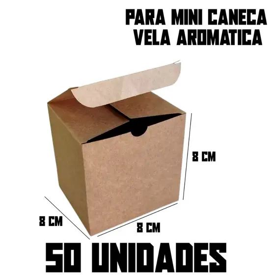 50-25-10 Caixa Caixinhas Embalagem Mini Caneca/Xícara 150ml e Vela Aromática 8cm x 8cm x 8cm Kraft / Branco