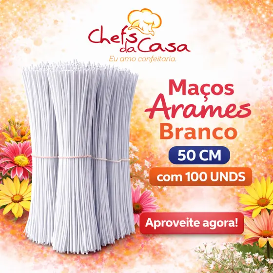 Maço Arame Branco 50 CM com 100UNDS - Calibres ( 20 , 26 , 30 )