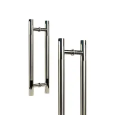 Puxador Duplo Barra Porta Vidro Madeira Inox Vita 300mm 30cm