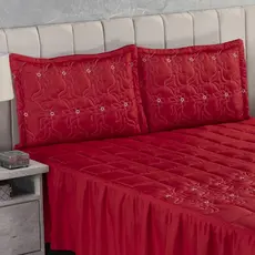 Colcha de casal Diva Casal 3 Peças Bordada Cama Box