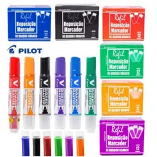 Kit 6 Pinceis Marcador Board Master Quadro Branco Pilot Original Recarregável +72 Cargas