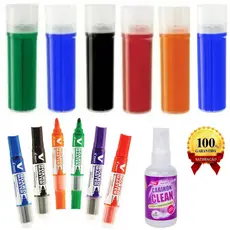 kit professor escolar  6 Pinceis Pilot + 6 Recargas pincel + Limpador de 60ml p/ quadro branco