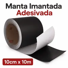 Rolo de Imã Manta Imantada Adesivada 10cm X 10 metros - Rolo 0,3mm - COLA FORTE
