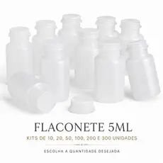 Frasco Flaconete Plástico 5ml Tampa De Pressão 300 Unidades
