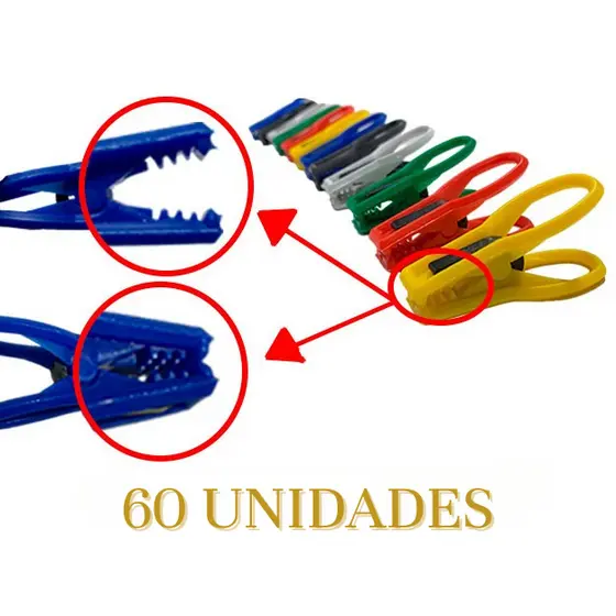 Kit 60 Pregador de roupa plástico - Alta Qualidade - Muito Resistentes - Não Marca As Roupas