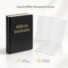 Capa de Bíblia Transparente Grossa Para Vários Tamanhos Com Tabela de Medidas