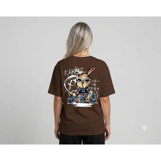 Camiseta Feminina Rabbit Graffiti Camisa Manfinity 100% Algodão Street Wear