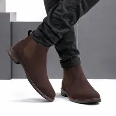 Botina Chelsea Areia Casual Masculina Bege Couro Legítimo Costurada Alta Qualidade
