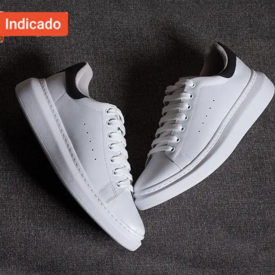 Tenis Casual Masculino Sola Alta 5cm Oversize Sneaker Couro Soft Respirável Confort