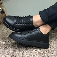Tenis Sneaker Masculino Preto All Black Sola Alta Oversize Mais Alto Flexivel Confort