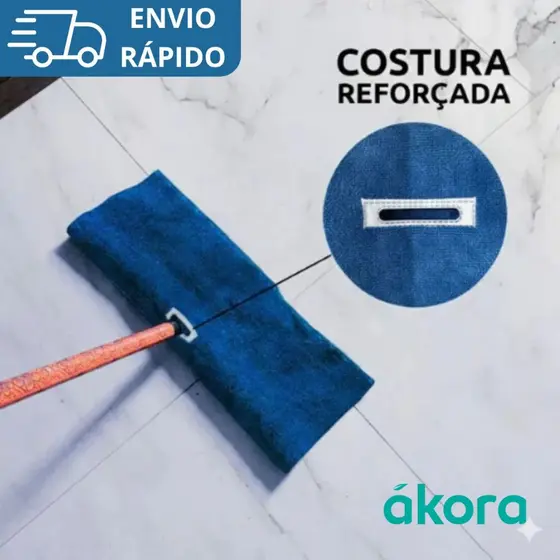 Pano de Chão Branco Microfibra Com Furo 50x80cm Ákora Para Rodo Pano Mágico Original