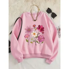 Suéter feminino modelo casual flores varias cores moletom algodão confotável flanelado
