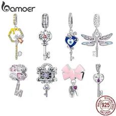 Bamoer Silver 925 Pendant key Beads Com Acessórios De Moda Estilo Múltiplo Para Wome BSC822