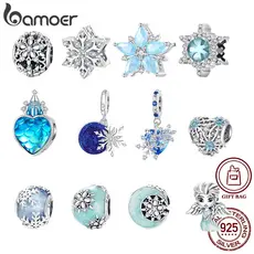 Bamoer Encanta 925 Prata Natal Inverno Gelo E Contas Da Série Neve Para Colar Pulseira DIY