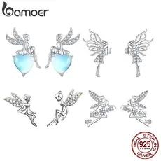 Bamoer 925 Silver Simple Fairy Stud Earring Collection Adequado Para Presente De Mulheres E Estudantes Moda Joias