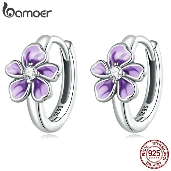 Bamoer 1 Par De Brinco De Prata 925 Com Fivelas De Flor Fresca Fashion/Enfeites Femininos