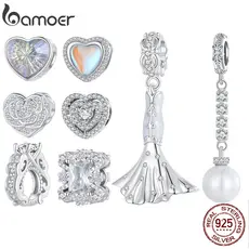 Bamoer Série De Casamento Em Prata 925 Miçangas De Coração E Vestido Para Casais Acessórios De Moda