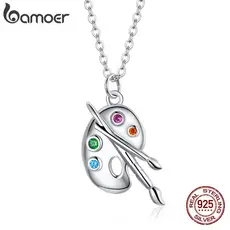 Bamoer 925 Paleta De Cor De Prata Colar Corrente Zircon Art Brush Design Para Jóias Femininas SCN457