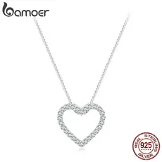 Prata Bamoer 925 0,5ct Colar Moissanita Coração D Cor VVS1 Jóias De Moda Presentes Para Mulheres