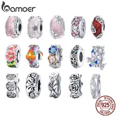 Bamoer Silver 925 Spring Series Pendant of Garden Flower Spacer DIY Beads for Bracelet