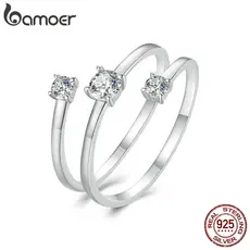 Bamoer 925 Sterling Sliver Ring Moissanite Anel Aberto Enrolado Jóias Presentes Para Mulheres