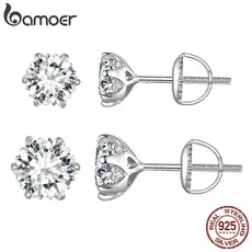 Bamoer S925 0.5ct E 1ct Seis Garras Brincos Moissanita De Casamento Aniversário Para Mulheres MSE020