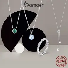 Colar De Fita Bamoer 925 Sterling Moissanita Clássica Cintilante Jóias Tassel Clássicas Para Presentes Femininos
